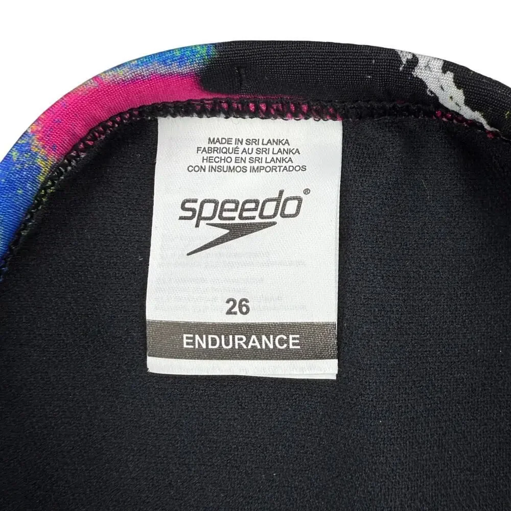 NWT SPEEDO Men's Printed Euro Swim Bottom Brief Blue/Pink/Yellow Size 26